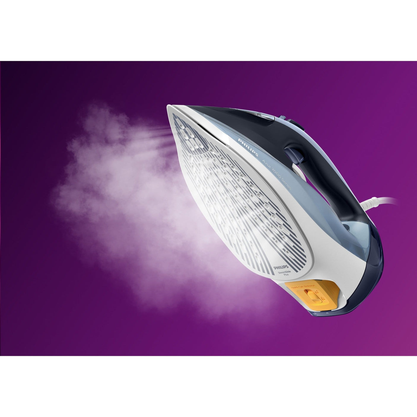 Philips Fier de calcat Philips Azur DST7020/20, 2800W, debit de abur continuu de 50g/min si jet de abur de 250 g, talpa SteamGlide Plus, rezervor de 300ml si sistem de curatare automata cu rezervor integrat pentru calcar, albastru