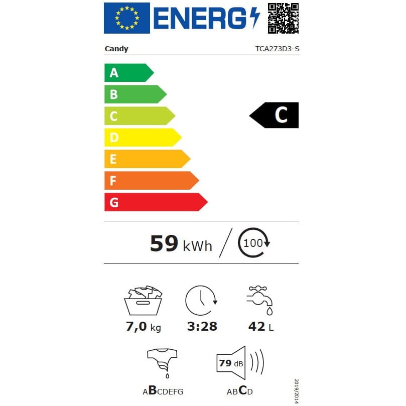 Candy Masina de spalat rufe verticala Masina de spalat rufe Candy TCA273D3-S | Verticala, 7kg, 1200RPM, Clasa C