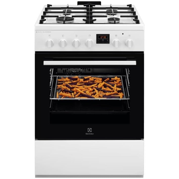 Electrolux Aragaz ELECTROLUX, SteamBake, 4 arzatoare, Gaz + Electric, L 60 cm, Grill, alb
