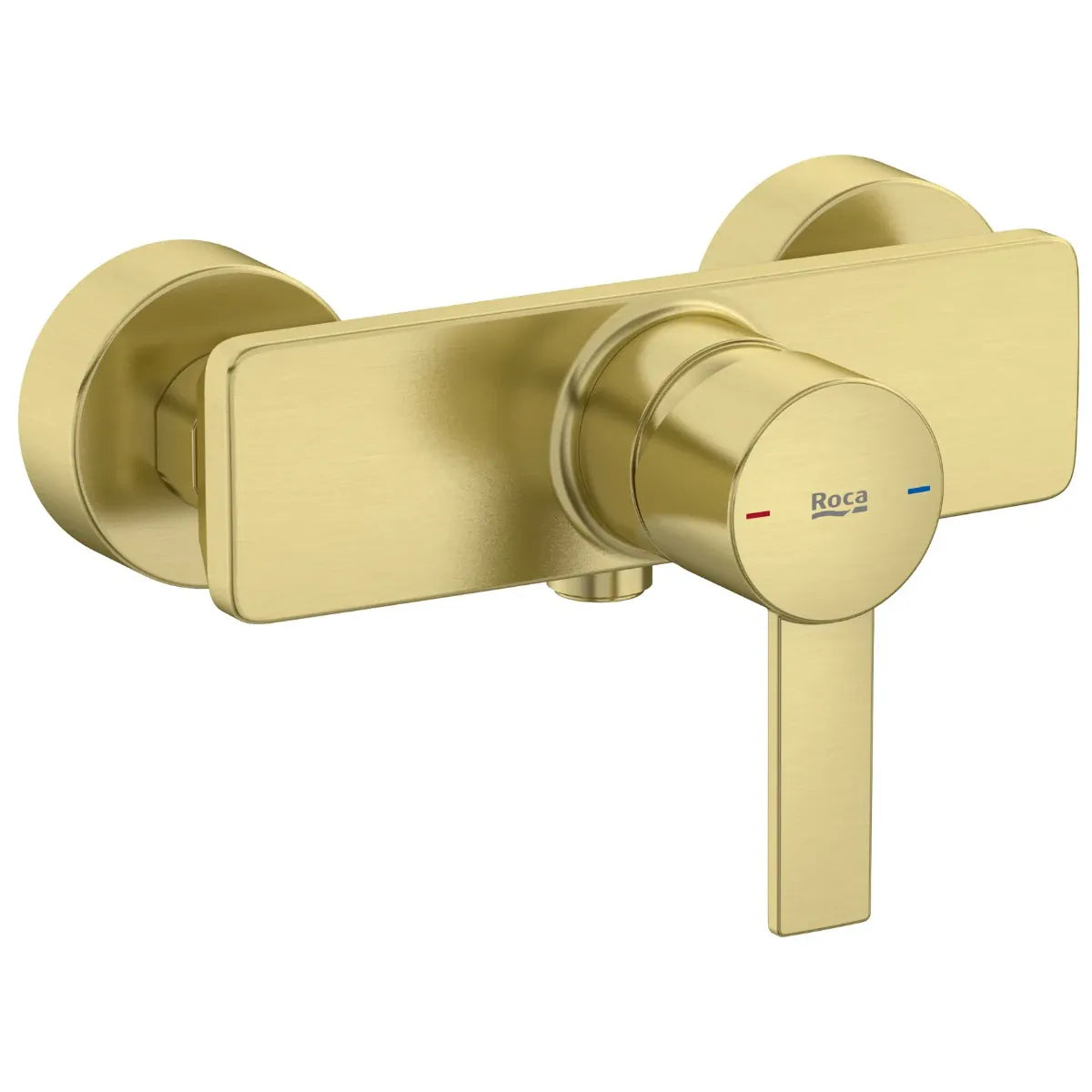 Roca Baterie dus Roca, Gama Targa, cartus ceramic, levier metalic, monocomanda, brushed brass, alama mat