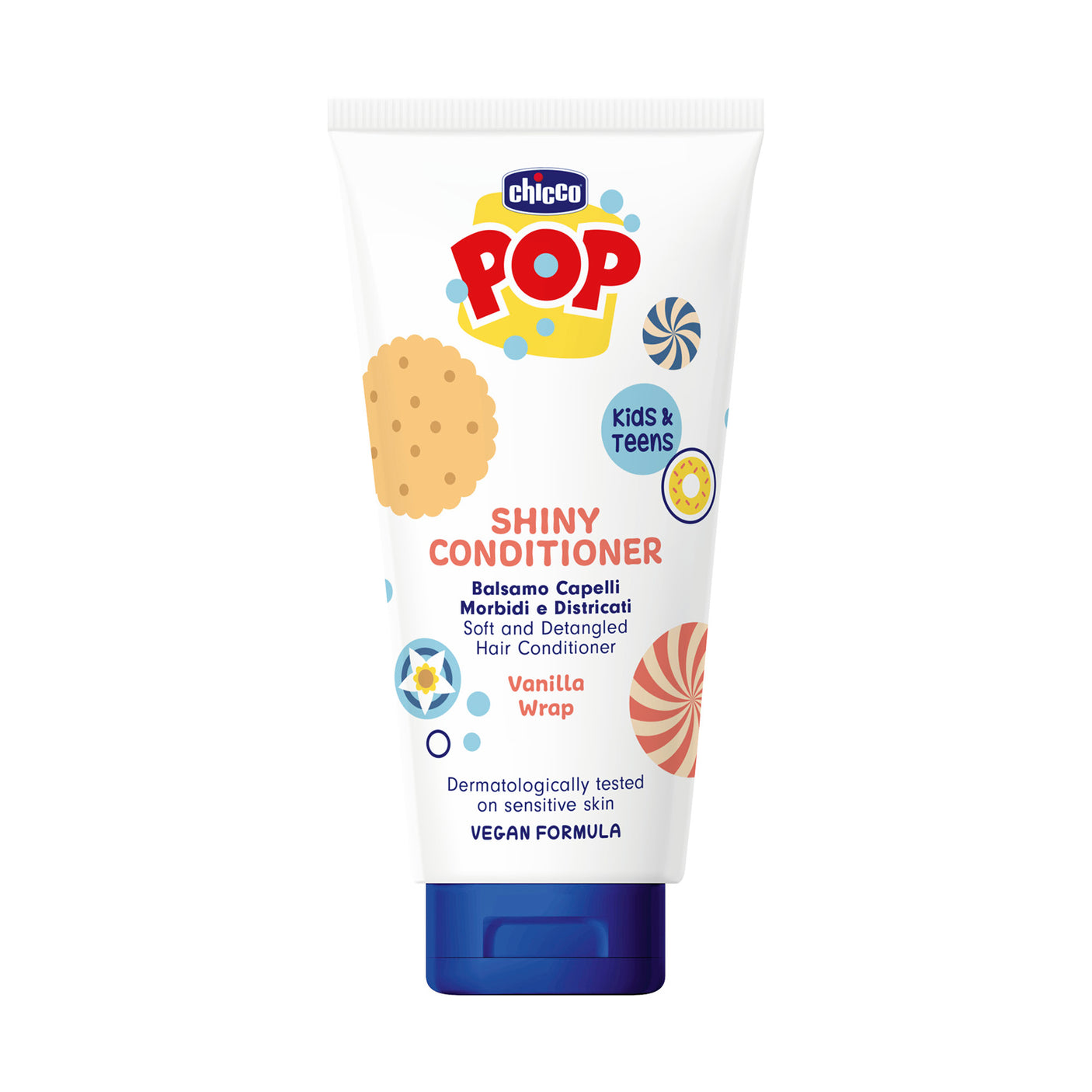 Balsam pentru Un Par Stralucitor, Chicco Pop cu Aroma de Prajitura cu Vanilie, Formula Vegana, pentru Copii și Adolescenti, 150 Ml