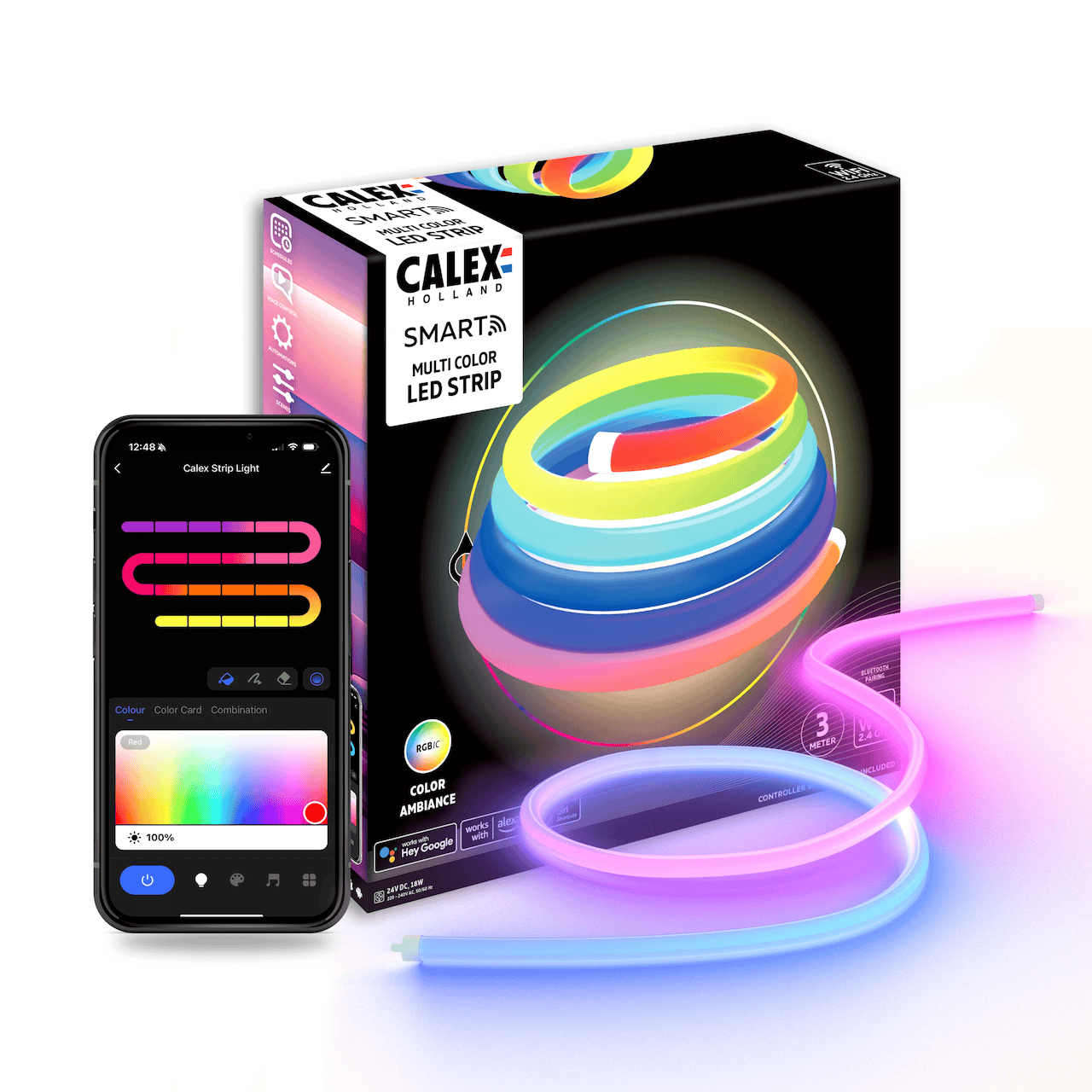 Calex Banda LED Banda LED Calex Smart Neon Tube 360° 6101000400 | 3m, RGBIC, 18W, IP44