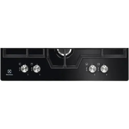 Electrolux Plita incorporabila Electrolux, Gaz, 4 zone de gatit, Aprindere electrica, Arzator Wok, Dispozitiv de siguranta, Gratare fonta, 60 cm, Sticla neagra