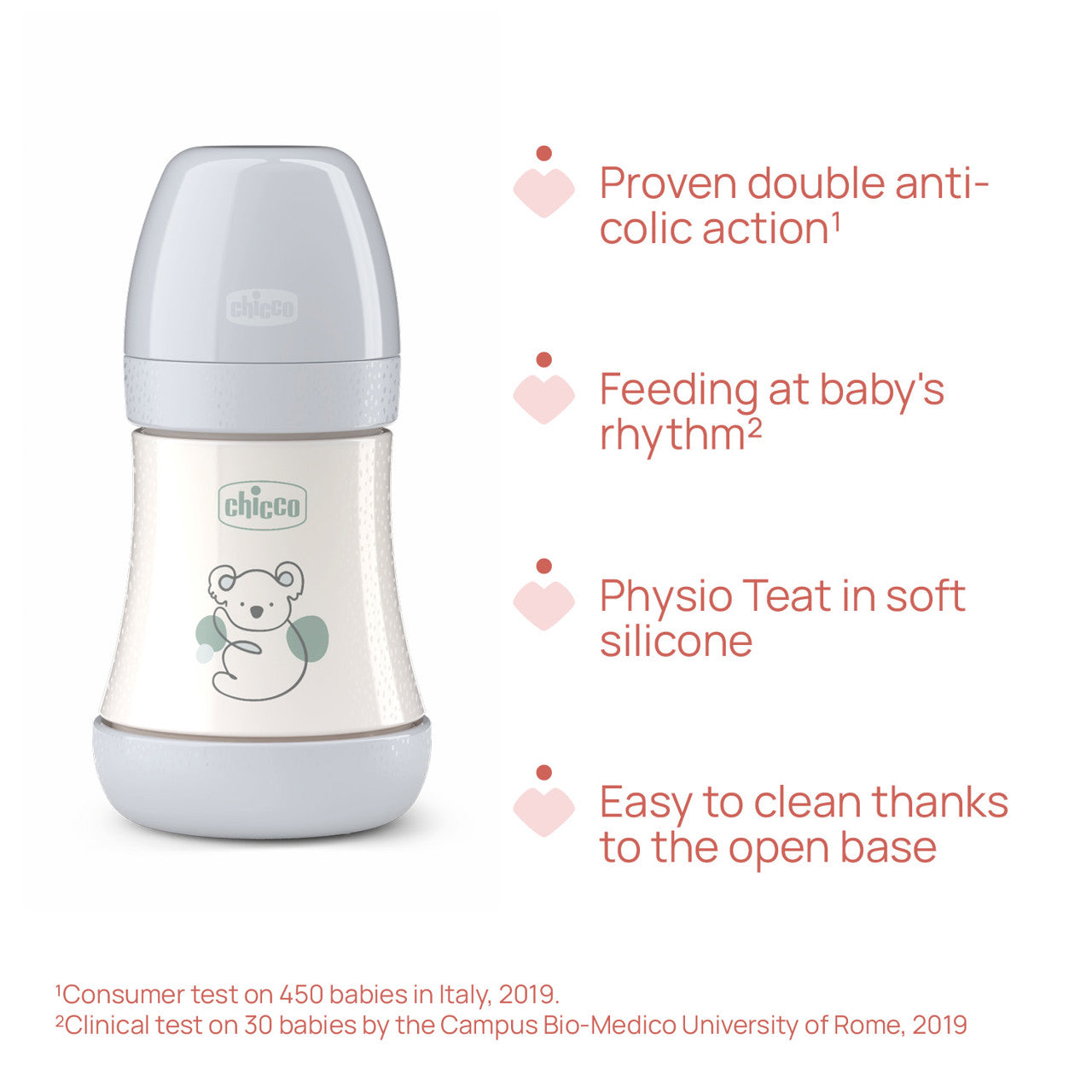 Biberon Chicco Perfect5 150ml, Biofunctional, Anti-colici, Tetina Silicon, Flux Lent, Unisex, 0luni