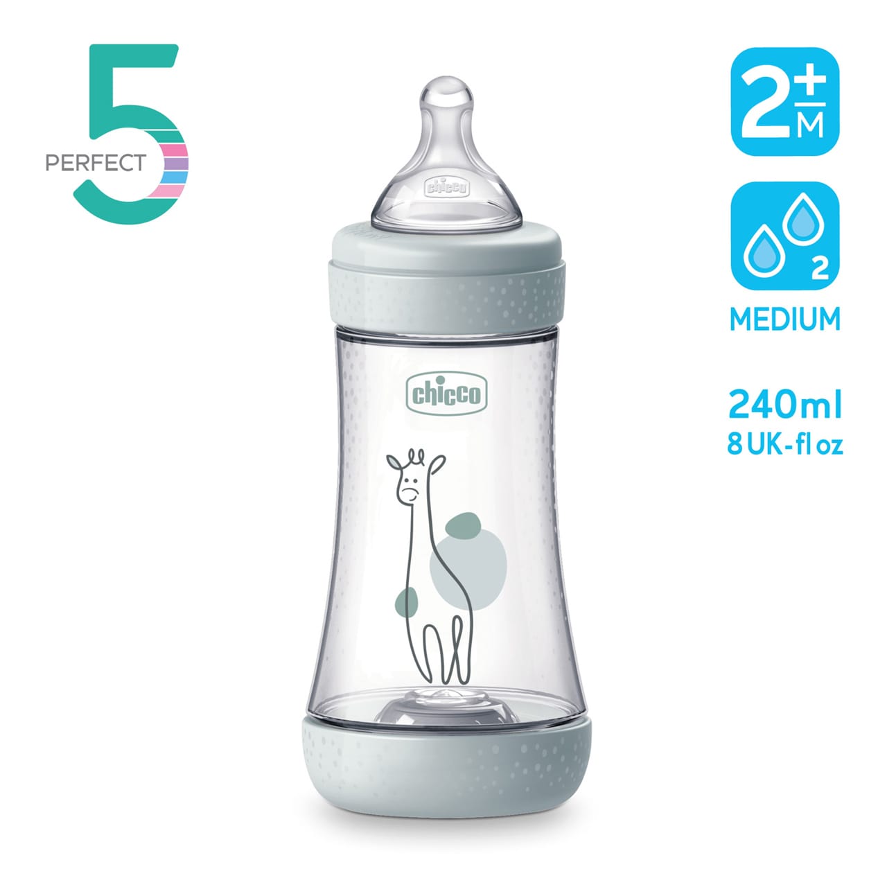 Chicco Alimentație bebe Biberon Chicco Perfect5 2022322-7 | 240ml, Silicon, Anti-colici, Flux Mediu
