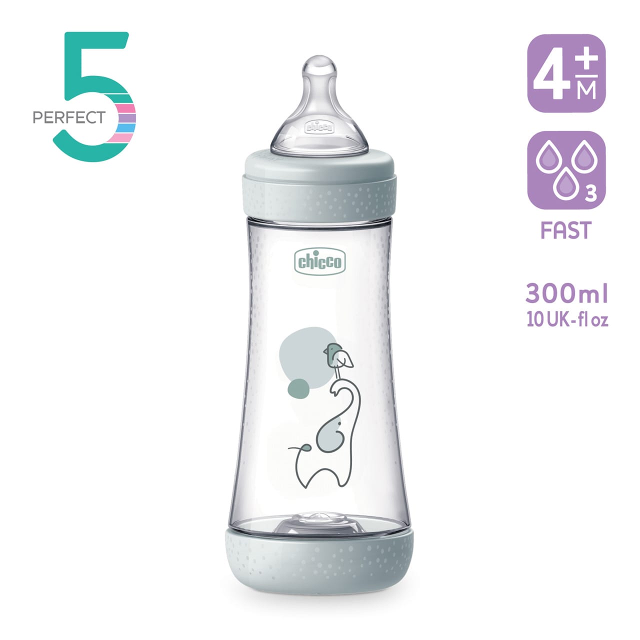 Chicco Alimentație bebe Biberon Chicco Perfect5 2023522-7 | 300ml, Silicon, Anti-colici, Flux Rapid, Baiat