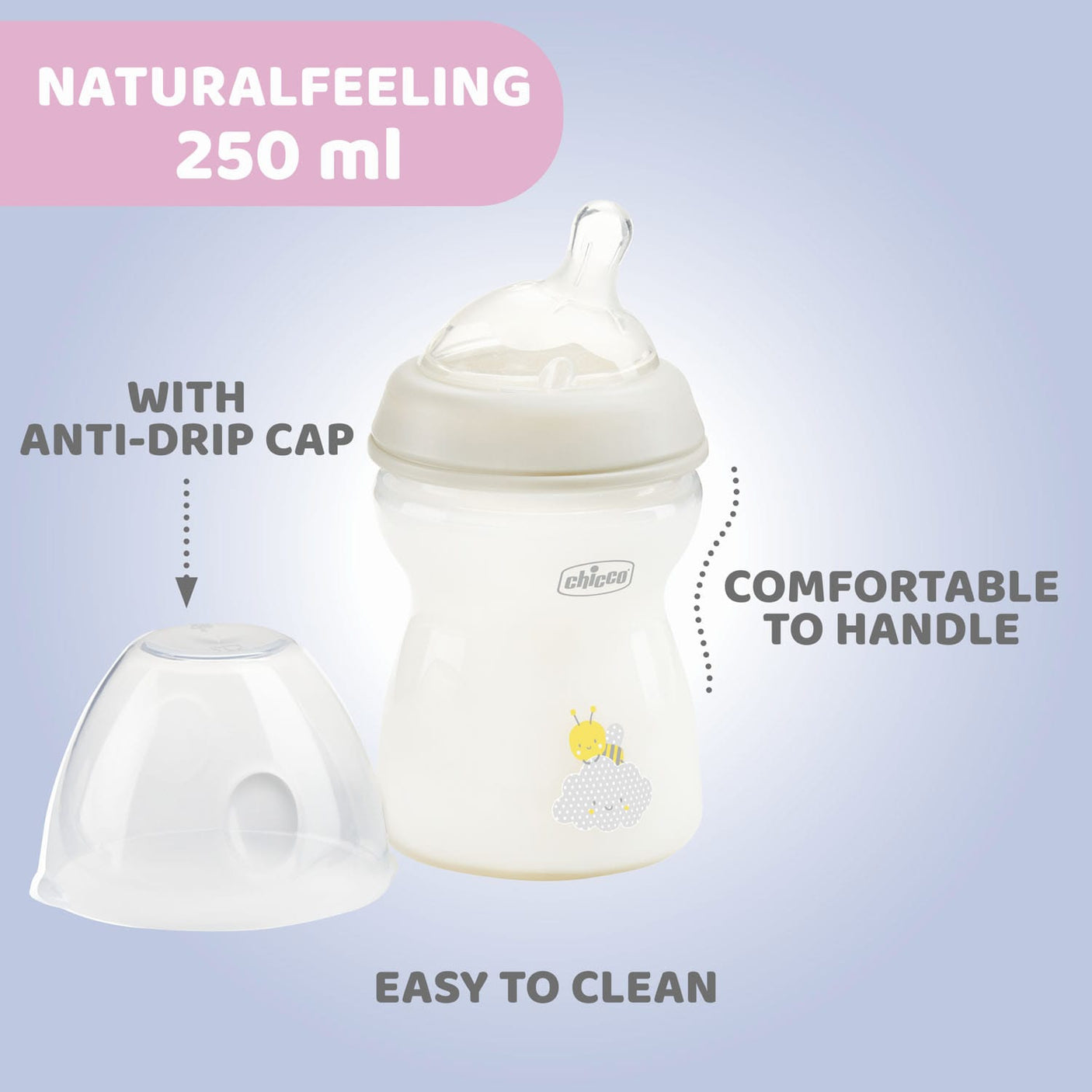 Chicco Alimentație bebe Biberon Chicco Natural Feeling 8132330-7 | 250ml, Tetina S, 2luni+, 0%BPA
