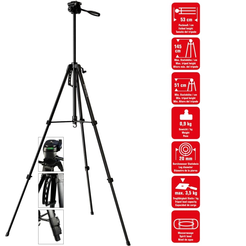 Braun Trepied Foto Trepied Foto Braun Lightweight 145S 20421 | 145cm, Negru