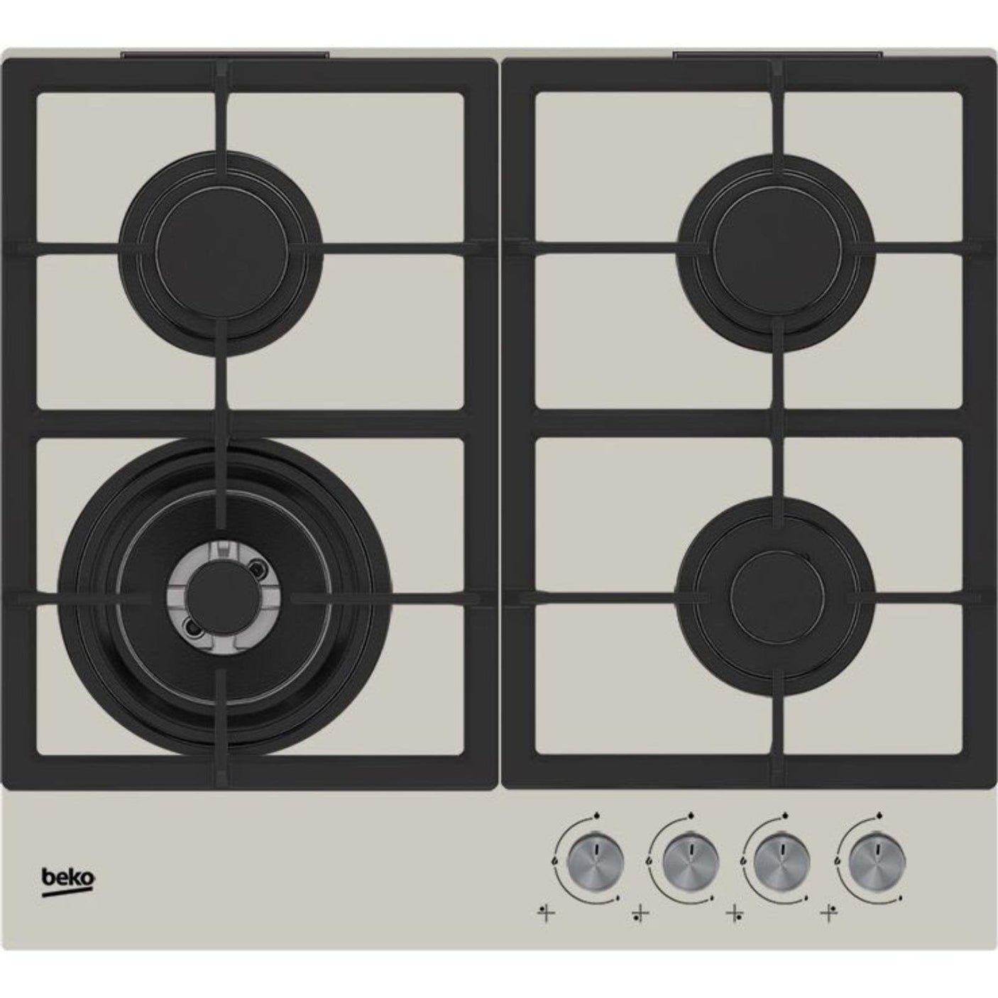 Beko Plita pe gaz Plita pe Gaz Beko HILW64225SBG | 60cm, 4 Arzatoare, Sticla Gri, Wok