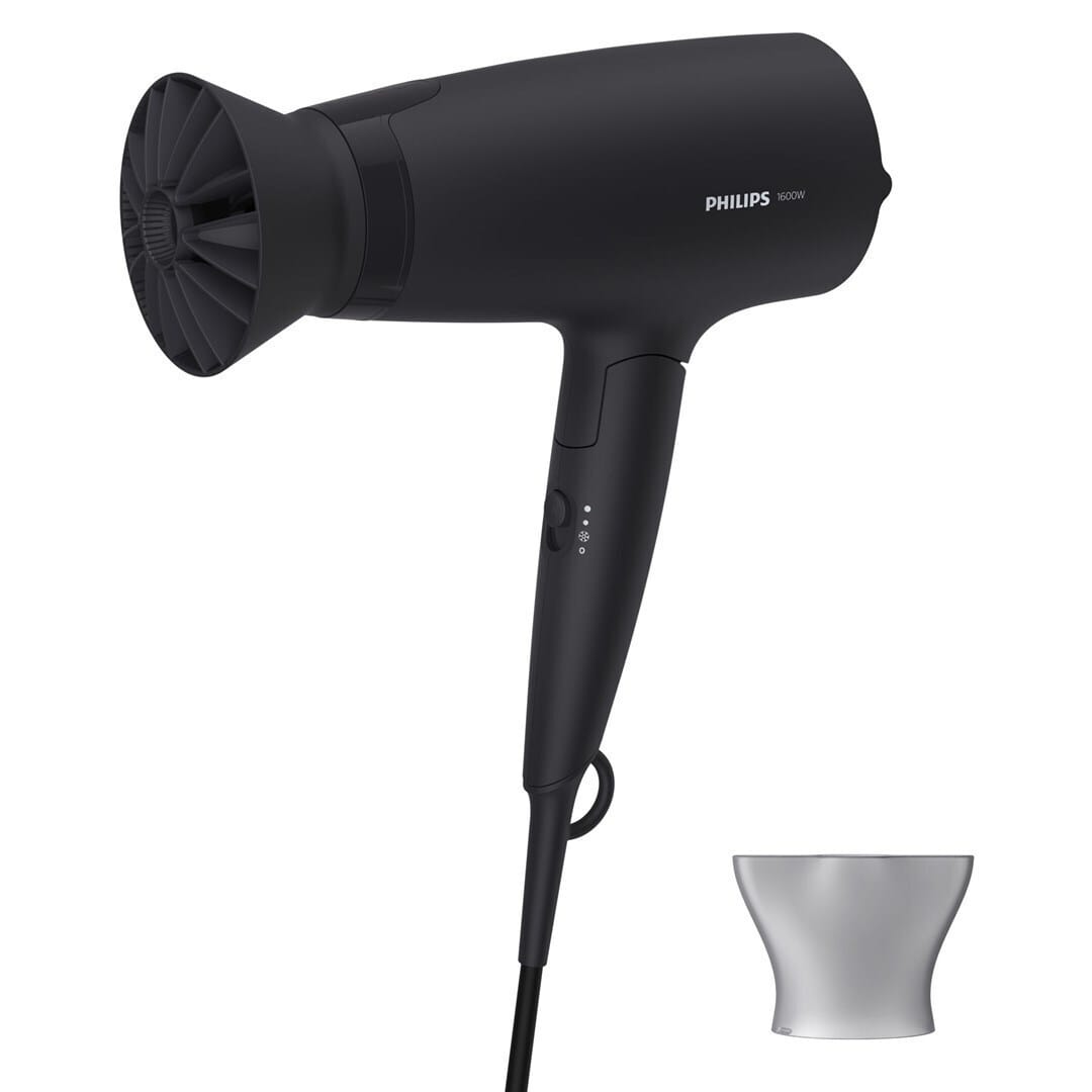 Philips Uscator de par Philips, Putere: 1600W, accesoriu Thermo Protect, 3 setari de viteza/temperatura, cap de coafare 14 mm, Negru