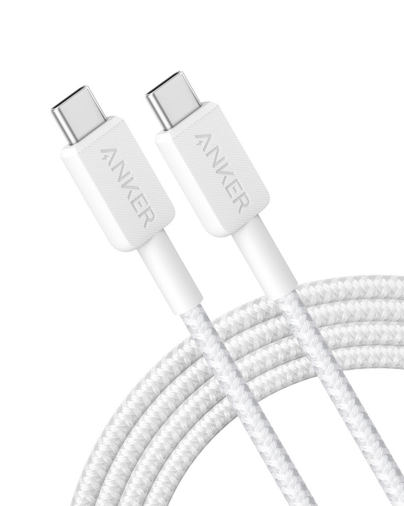 Cablu Anker 322 USB-C la USB-C, 60W, 1.8 metri, Alb