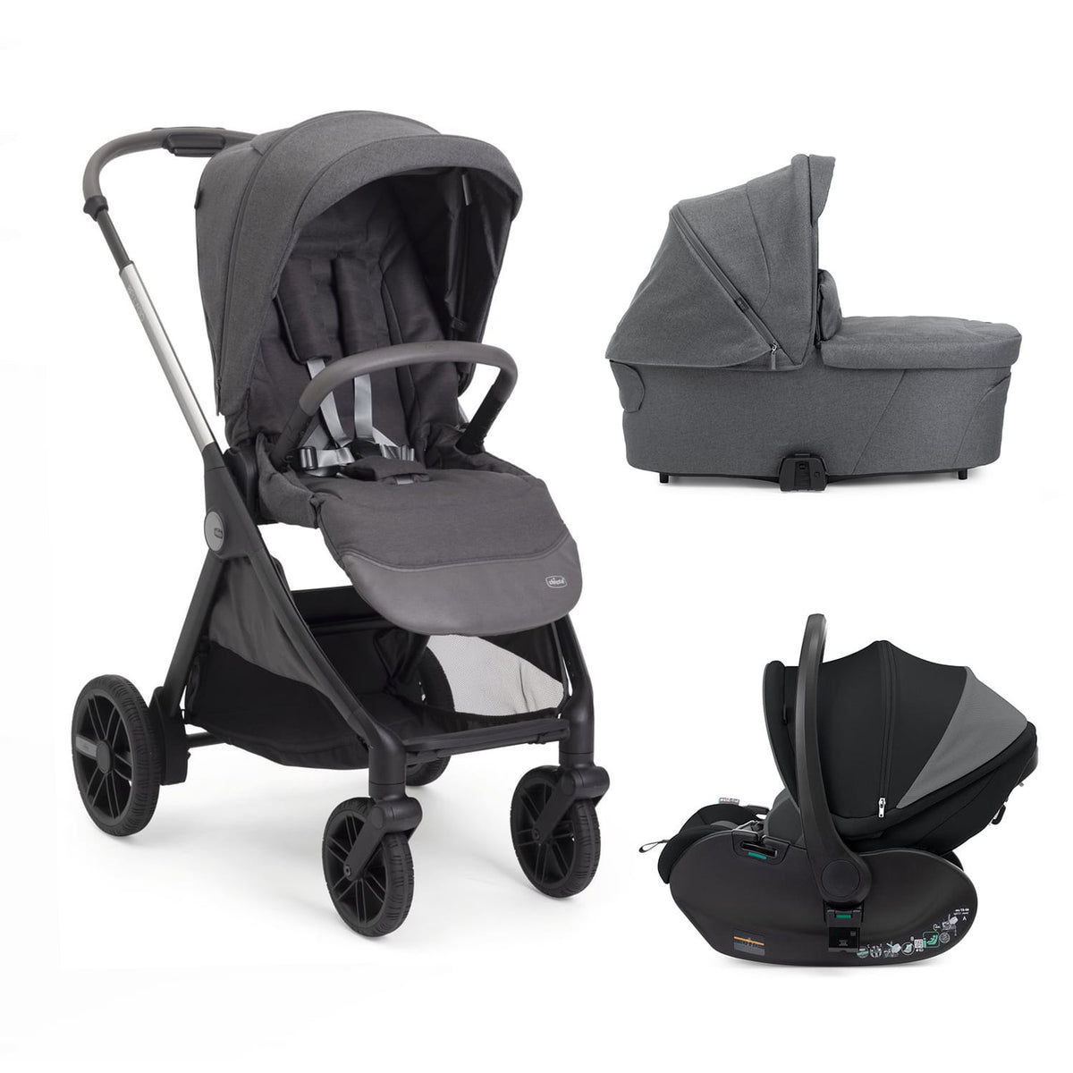 Chicco Puericultură Carucior Copii Chicco Bellagio 2 8718345 | 3 in 1, First Seat Recline, Black Satin, 0luni+
