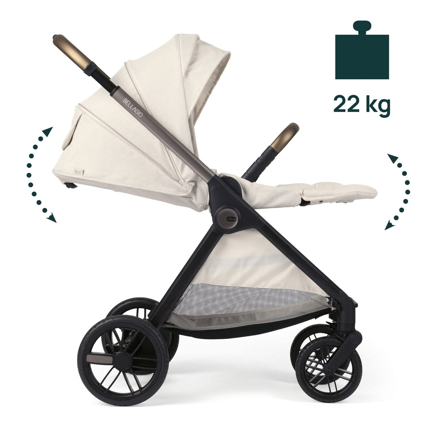 Chicco Puericultură Carucior Copii Chicco Bellagio 3 in 1 | Amber Glow, 0 luni+, Landou, Scaun Sport, Scaun Auto