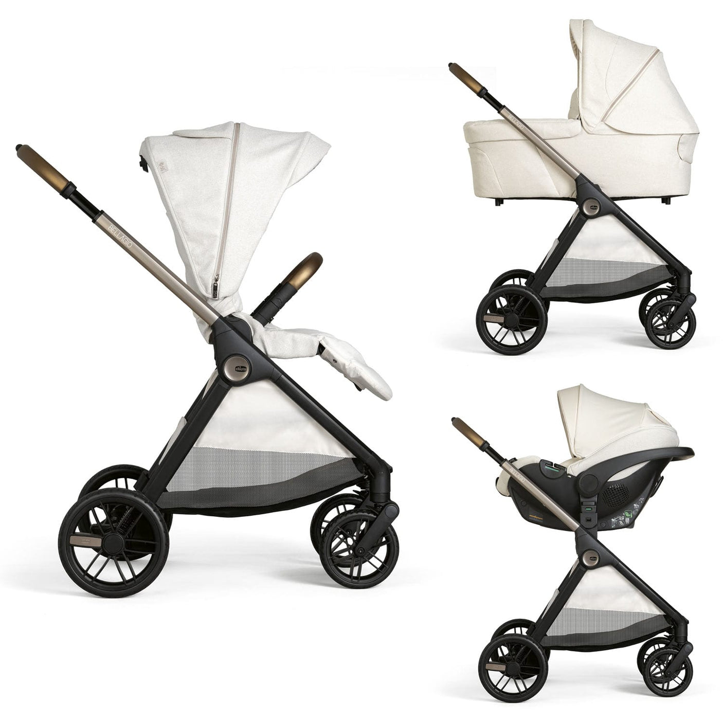 Chicco Puericultură Carucior Copii Chicco Bellagio 3 in 1 | Amber Glow, 0 luni+, Landou, Scaun Sport, Scaun Auto