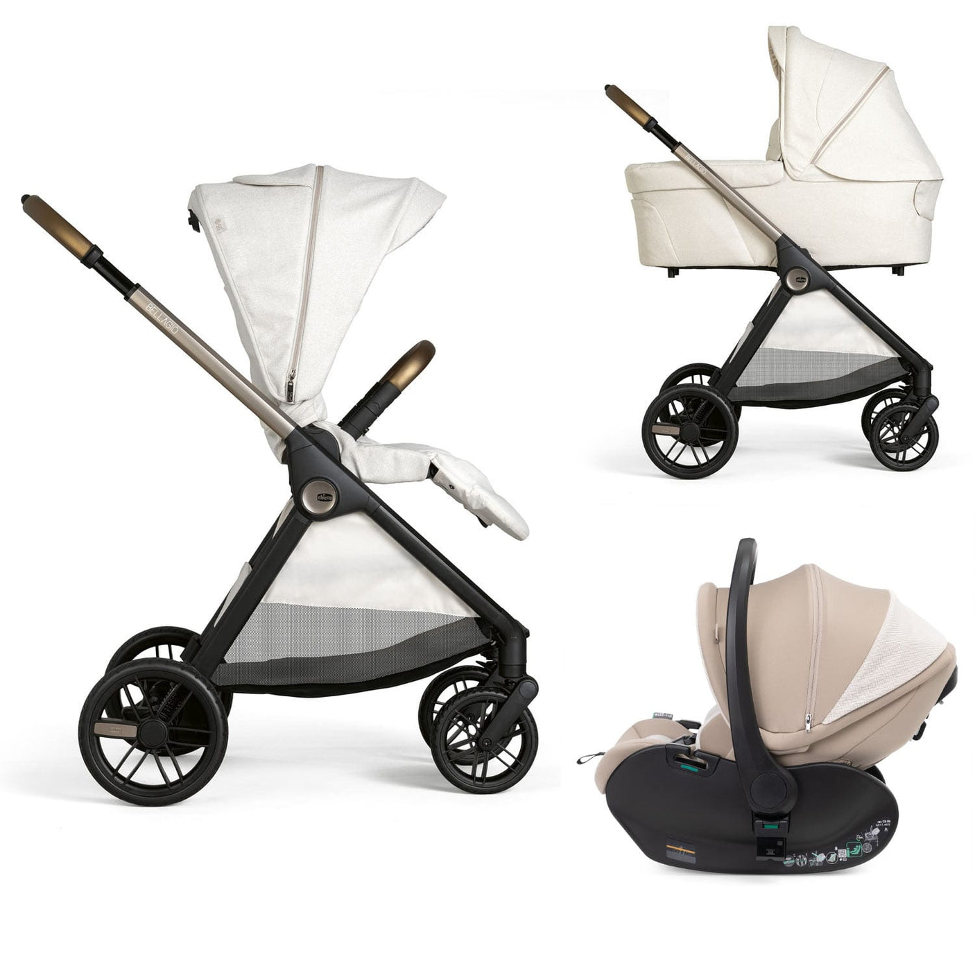 Chicco Puericultură Carucior Copii Chicco Bellagio 3 in 1 8713650 | Amber Glow, First Seat Recline, 0 Luni+