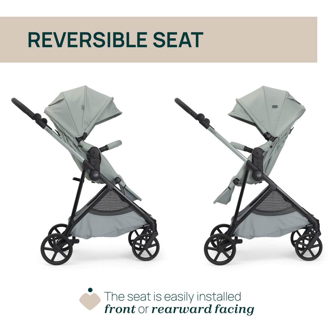 Chicco Jucării Carucior Copii Chicco Seety 3in1 8709776 | cu Scaun Auto Kory Plus I-size, Sage, 0luni+