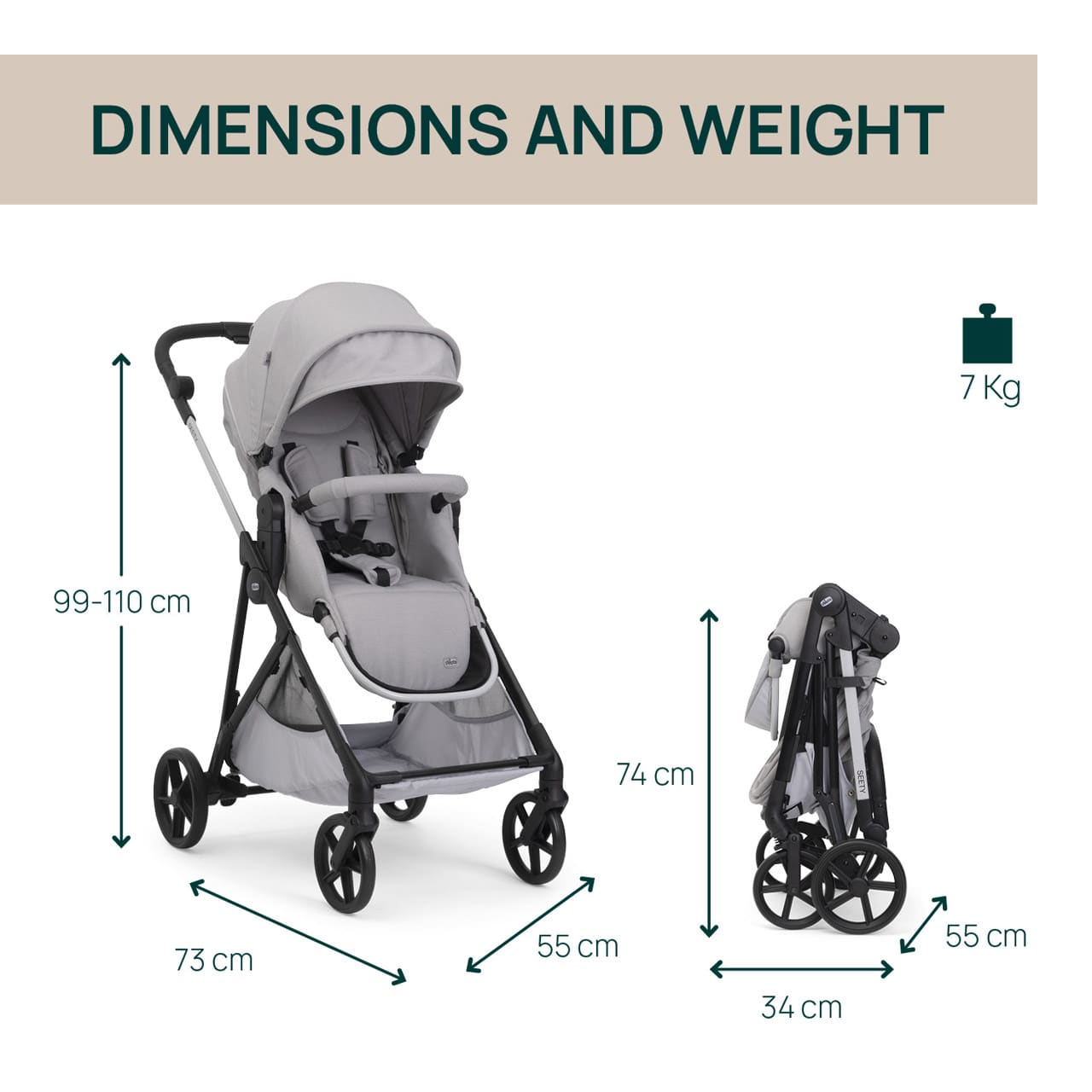 Chicco Jucării Carucior Copii Chicco 3 in 1 Seety 8709756 | Scaun Auto Kory Plus I-size, Cloud
