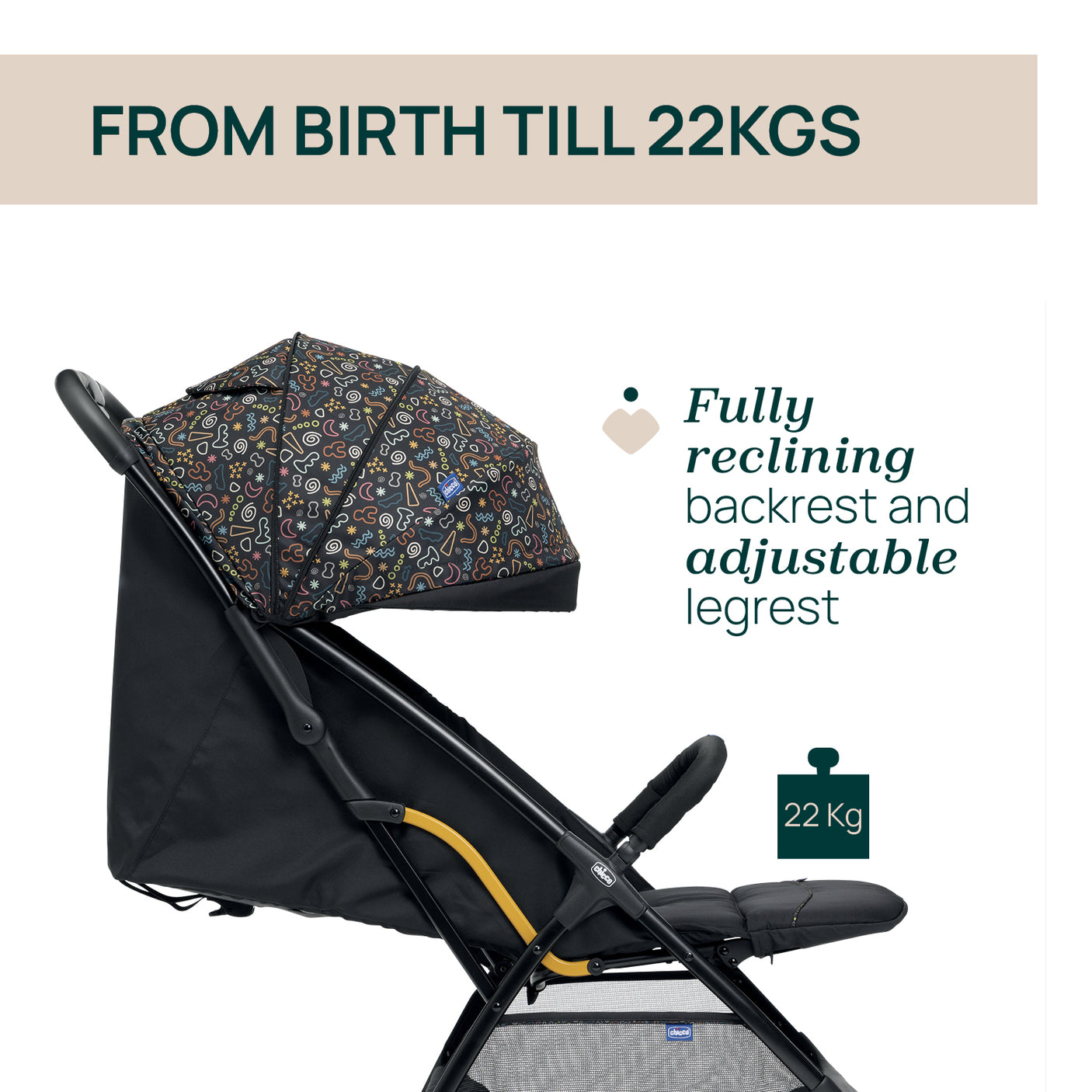 Carucior Sport Chicco Glee, Sandshell (bej), 0luni+