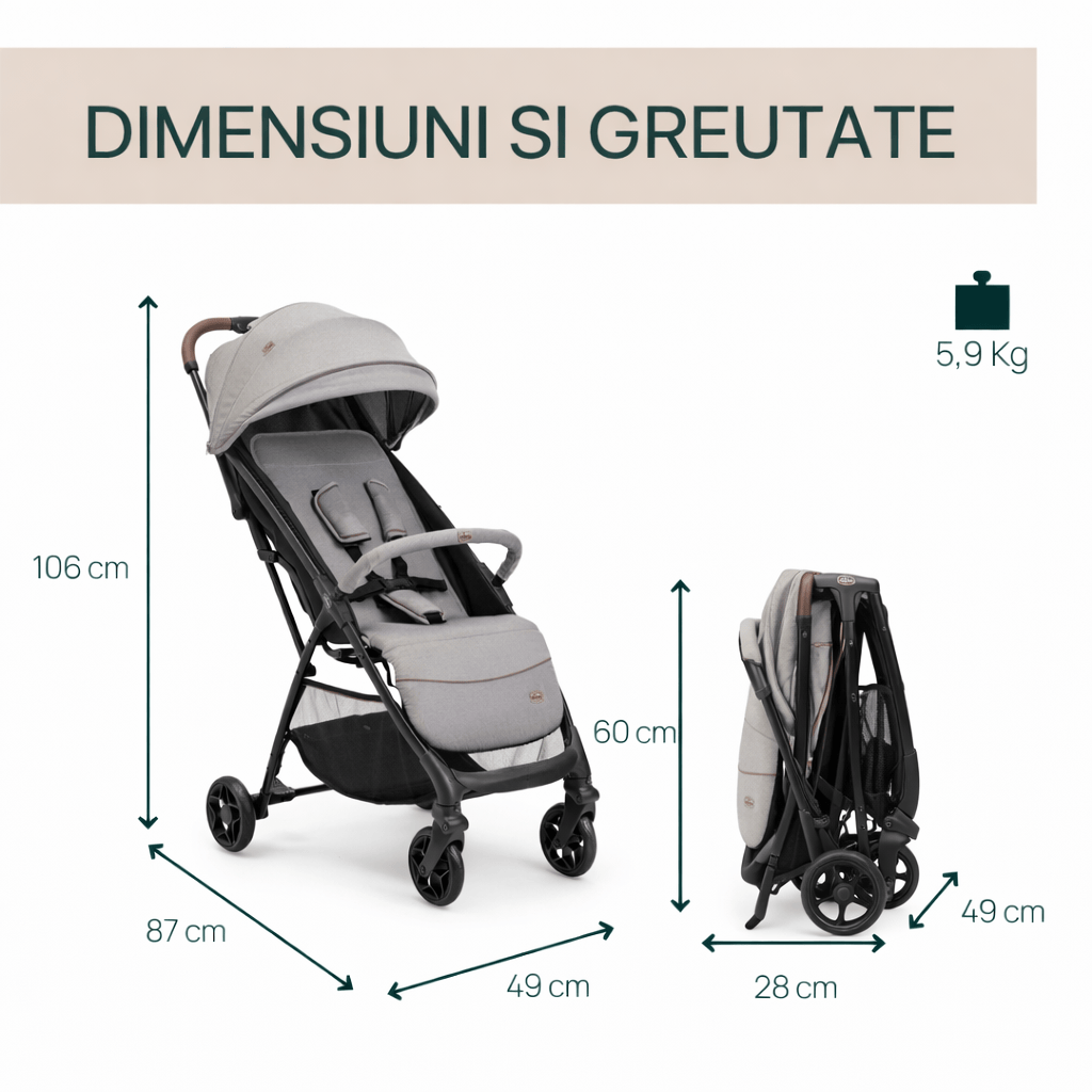 Chicco Puericultură Carucior Sport Chicco Glee 8706843-8 | Sandshell, 0 Luni+