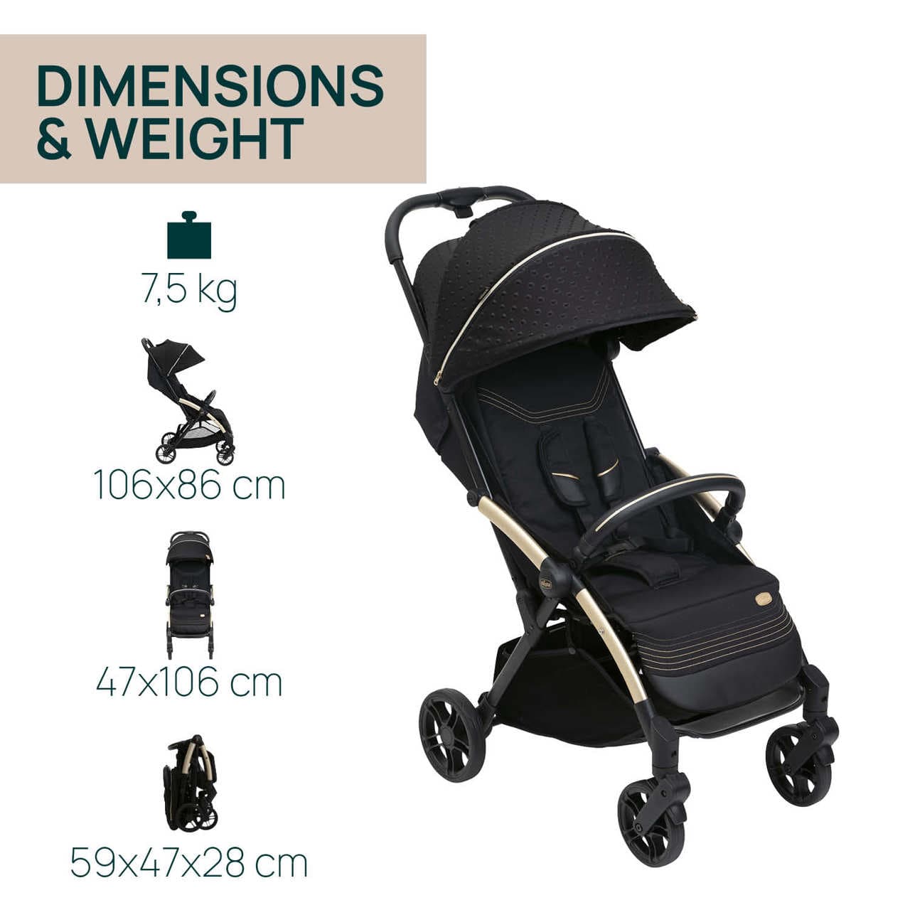Chicco Jucării Carucior Sport Chicco Goody Xplus 8704056-8 | Negru, 0 luni+, Pliabil