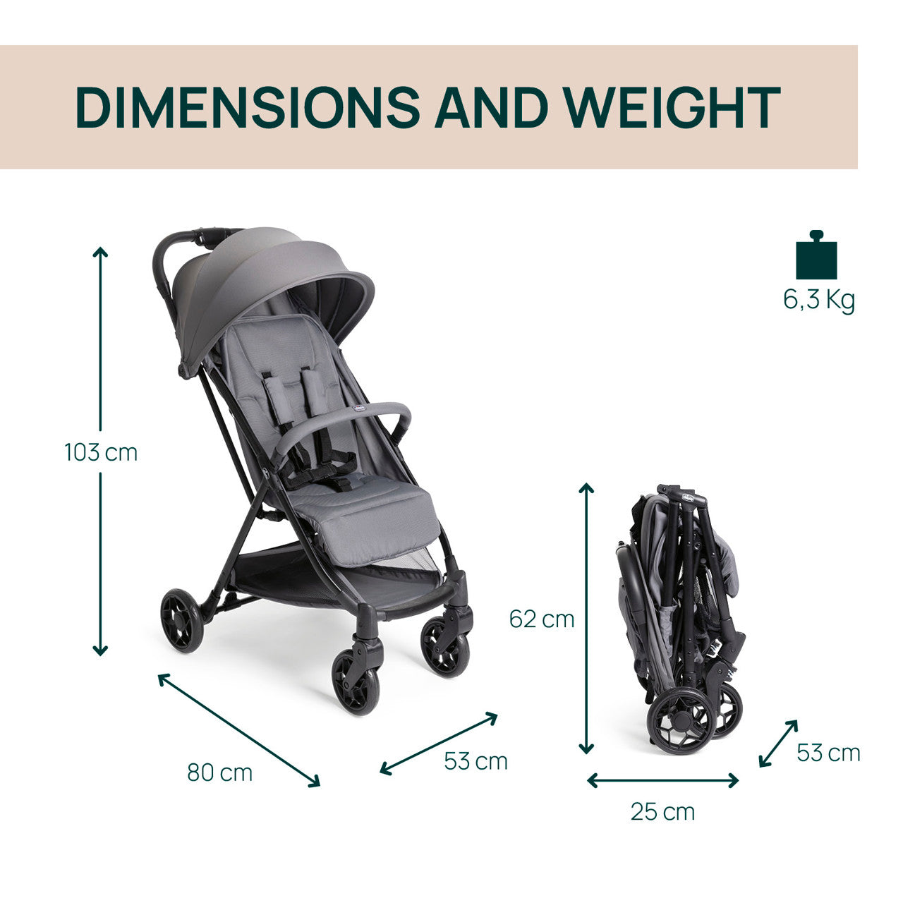 Carucior Sport Chicco Urbino, Grayness (gri), de la Nastere Pana la 22Kg