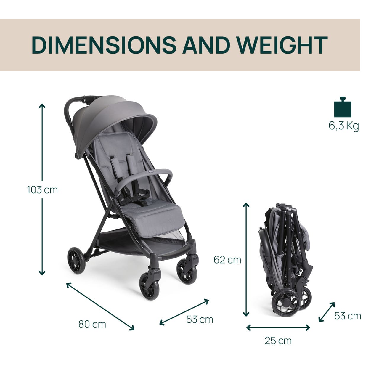 Chicco Puericultură Carucior Sport Chicco Urbino 8713826-8 | Grayness, 0 Luni+, 22Kg