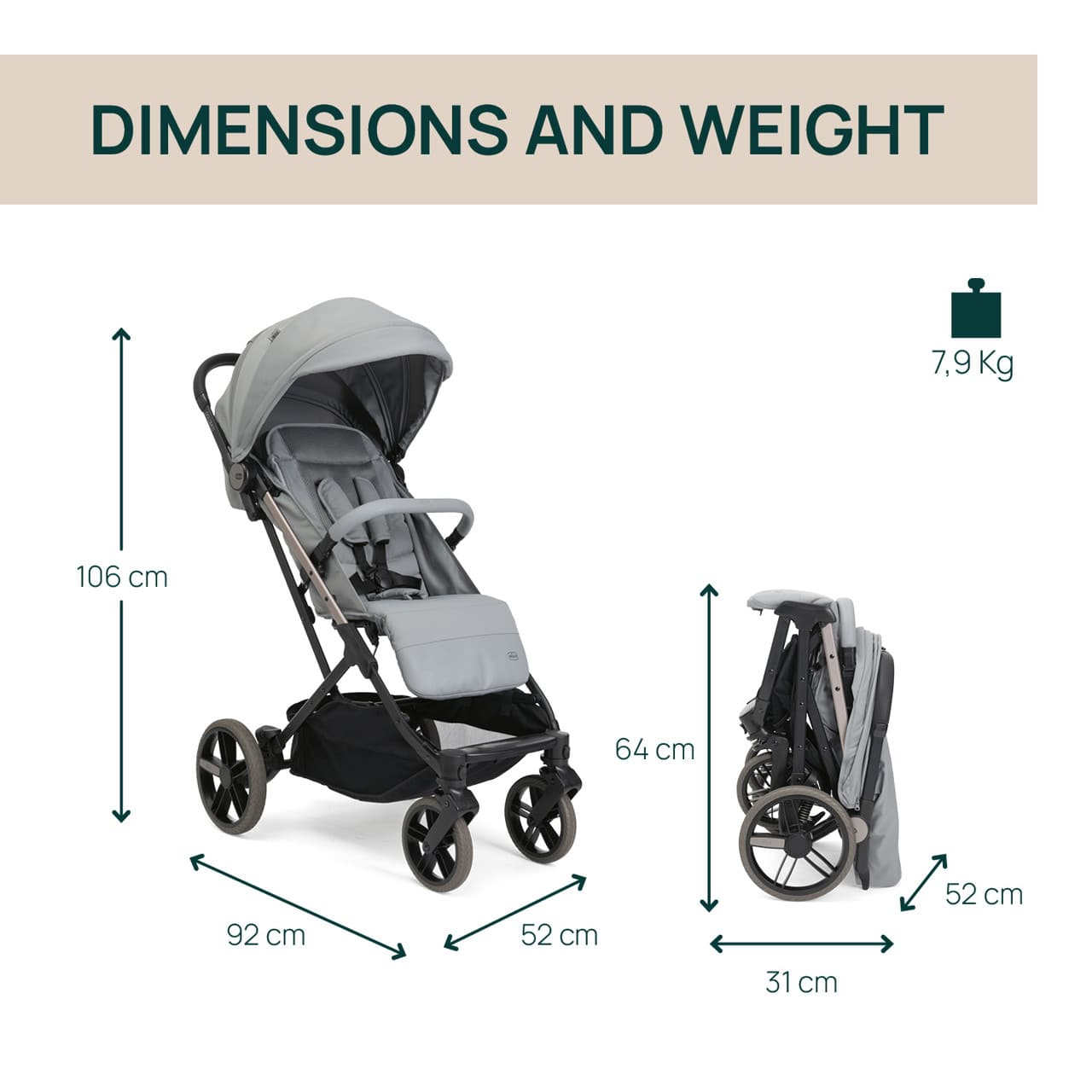 Chicco Puericultură Carucior Sport Off-road Chicco Dolomiti 8716312-8 | Pebble, 0 Luni+