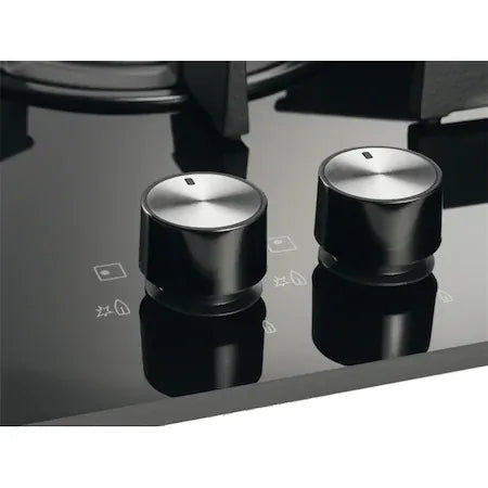 Electrolux Plita incorporabila Electrolux, Gaz, 4 zone de gatit, Aprindere electrica, Arzator Wok, Dispozitiv de siguranta, Gratare fonta, 60 cm, Sticla neagra