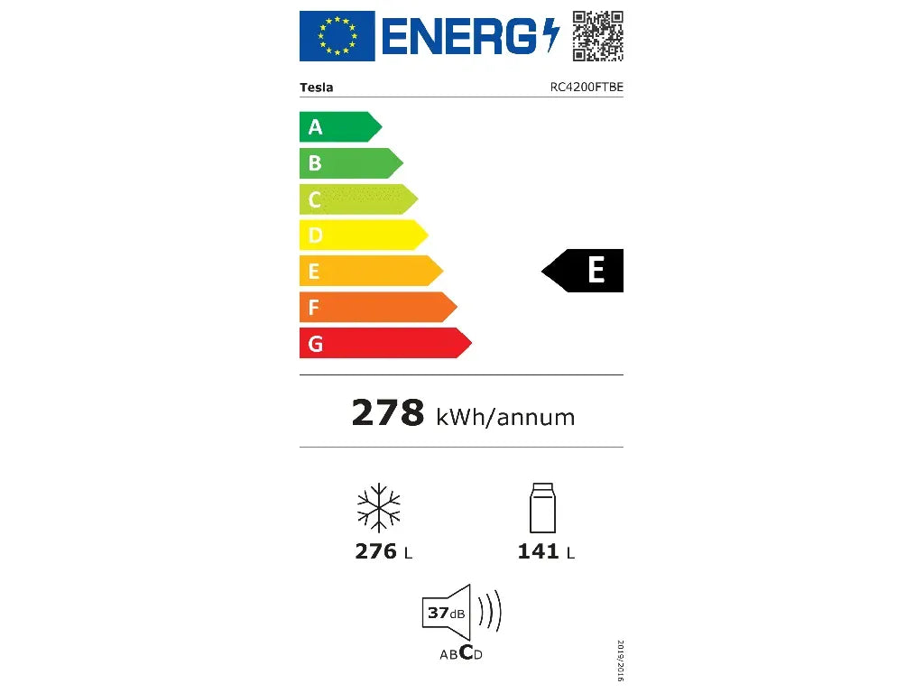 Combină Frigorifică Tesla WG RC4200FTBE | 417L, No Frost, Negru