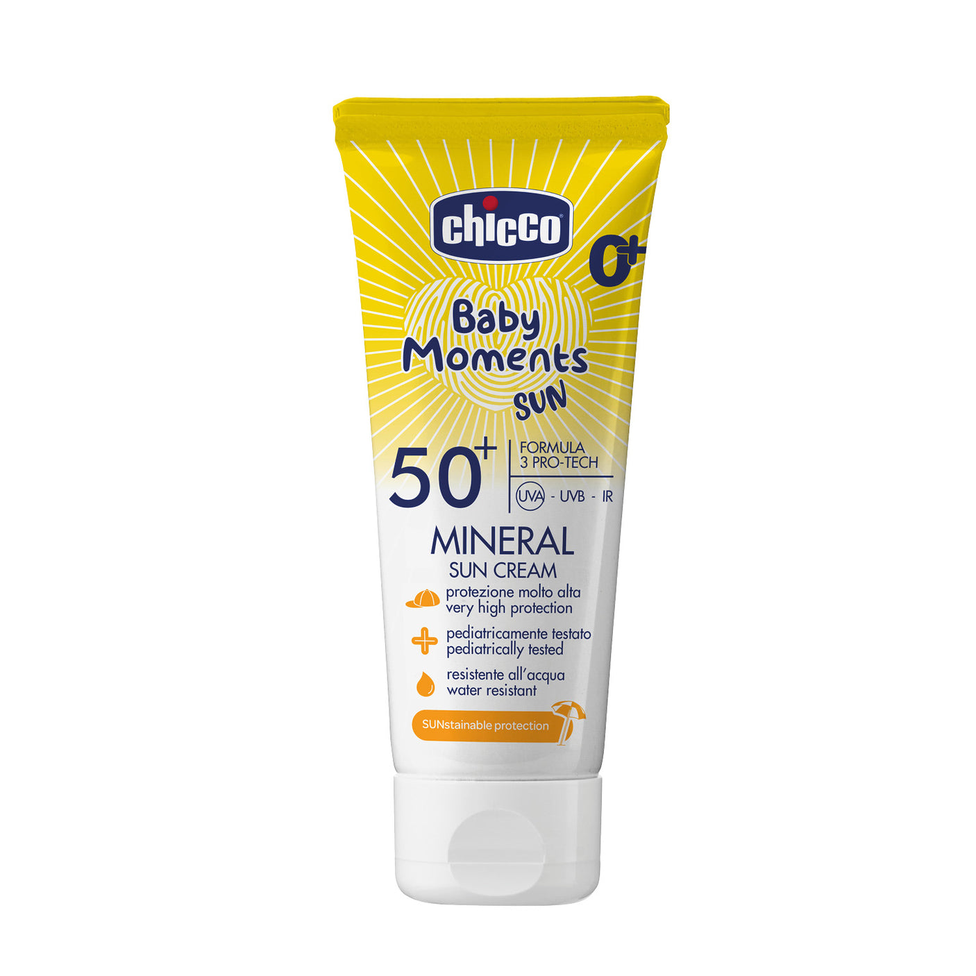 Crema Protectie Solara cu Minerale Chicco Baby Moments Spf 50+, 75ml, 0luni+