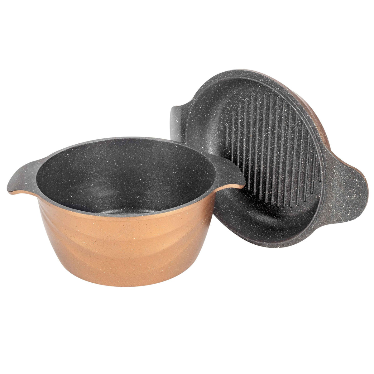 Oala NeoKlein CS30-Gold 2in1 | 30 cm, Capac-Tigaie Multifunctional 2 in 1, Auriu