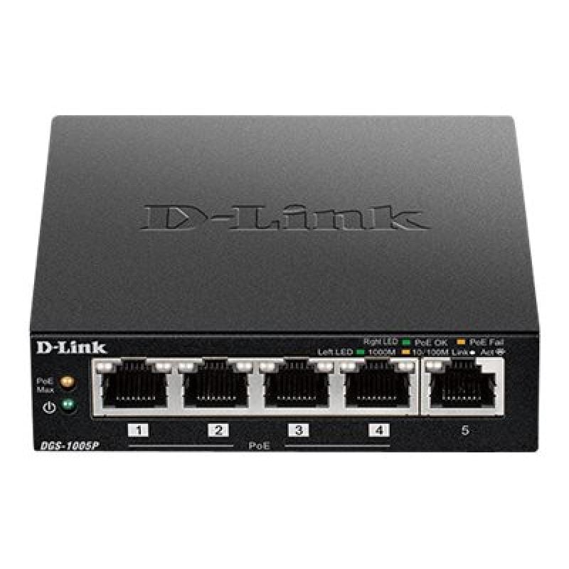 D-LINK Switch Switch Gigabit neadministrabil D-Link DGS-1005P/E, 5 porturi, PoE, plug-and-play