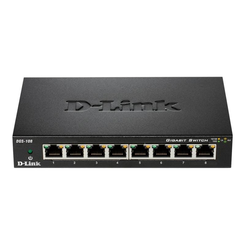 D-LINK Switch Gigabit D-Link DGS-108/E cu 8 porturi, plug-and-play, pentru rețea acasă și birou