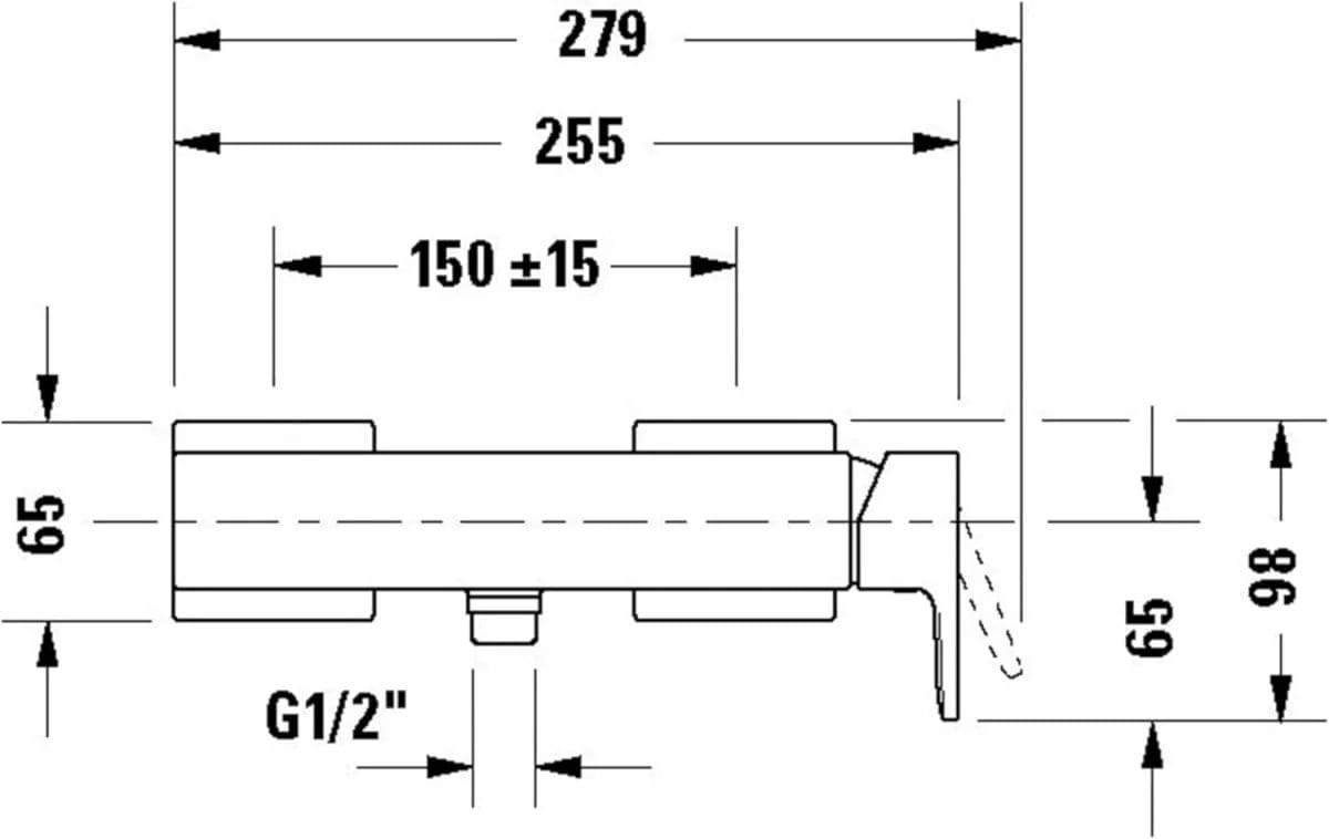 Duravit Baterie dus Duravit, Manhattan single lever shower mixer exposed installation, monocomanda, aparenta, cartus ceramic, levier lateral, schwarz mat, negru mat