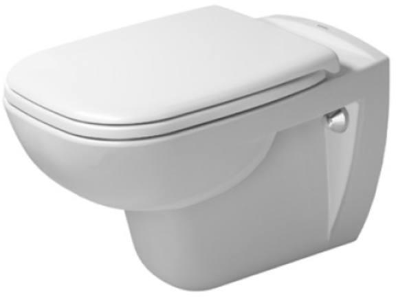 Duravit Vas wc Duravit, Toilet wall-m.545mm D-Code, white rimless, washdown model, 4,5 L, suspendat, evacuare orizontala, fara capac (0067310000, 0067390000), alb