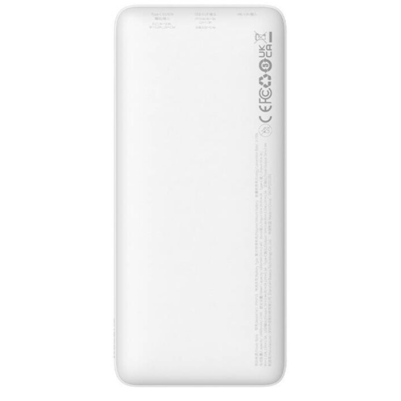 Baterie externa Baseus Airpow, 10000mAh, 20W, 1 x USB; 1 x USB Type-C input/output, total 3A, include cablu USB la USB Type-C de 30cm, alb,
