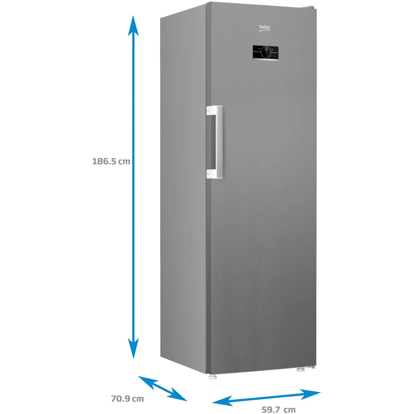 Beko Congelator vertical Congelator Vertical Beko B5RFNE314XB | 286L, NoFrost, Clasa E, Display