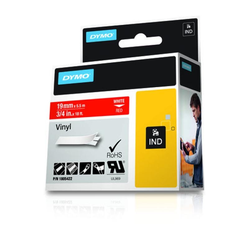 Dymo Bandă de etichetare Bandă de etichetare DYMO vinil 1805422, alb/roșu, pentru imprimante de etichete DYMO