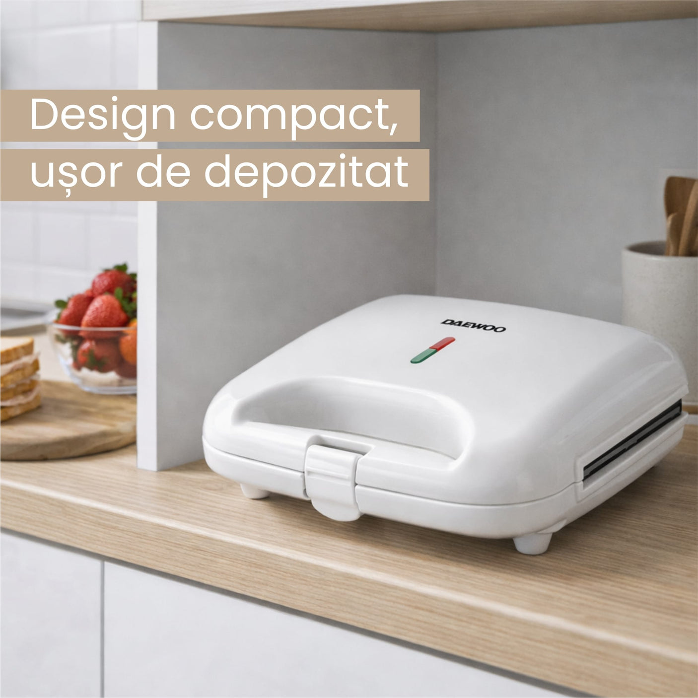 Daewoo SDA Sandwich maker Sandwich Maker Daewoo DSM25W | 800W, Placi Neaderente, Termostat, Alb