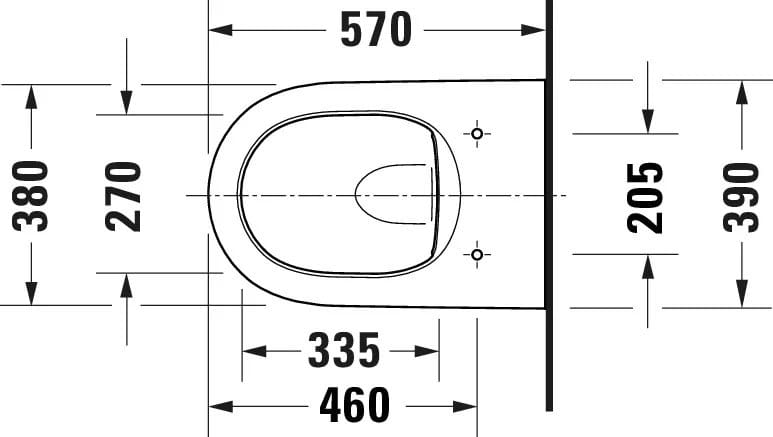 Duravit Vas wc Duravit, Toilet wm 570 mm Qatego white rimless, wd, fixing incl., suspendat, evacuare orizontala, fara capac (0026890000), alb