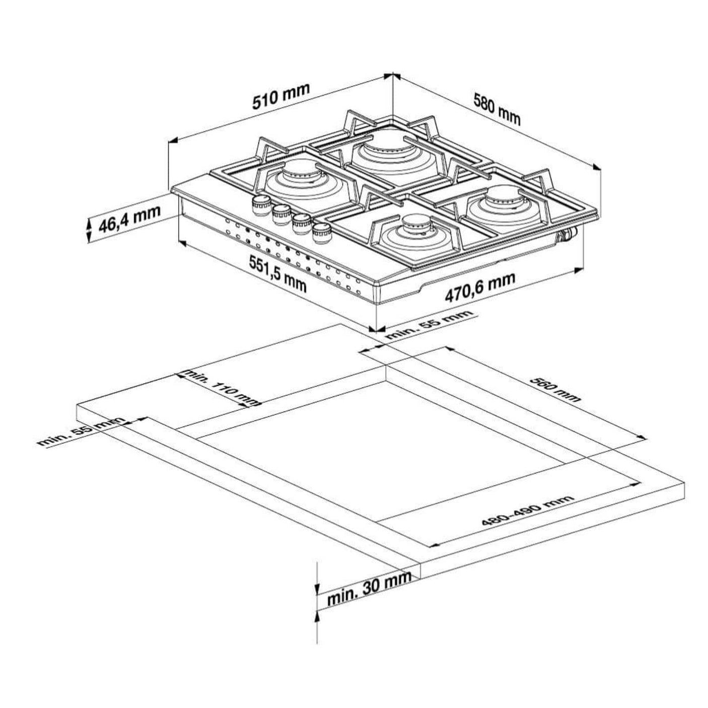 Beko Plita pe gaz Plita pe Gaz Beko HIAG64225SX | 60cm, 4 Arzatoare, Inox, Aprindere Integrata