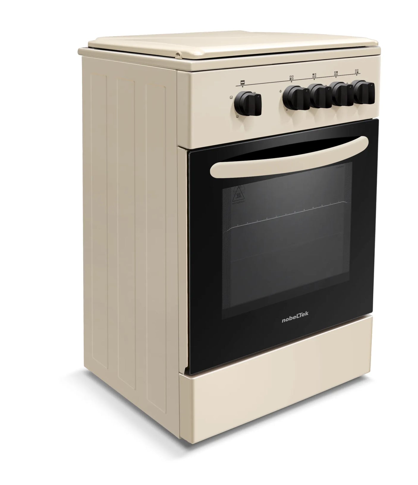 NobeLTek Cooking Aragaz Nobeltek, 50x50, plita gaz, cuptor gaz, siguranta plita si cuptor, echipat cu diuze GPL, diuze GN de schimb, capac tabla, bej