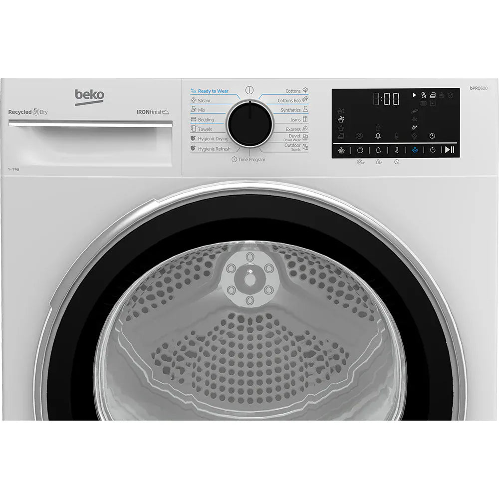Beko Uscator de rufe Uscator de rufe Beko B5T69233 | 9kg, Pompa caldura, Clasa C, RecycledDry, 59.8x60.5x84.6cm