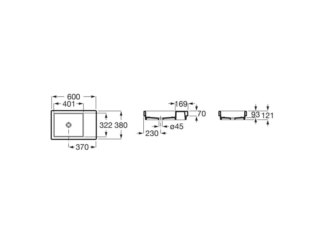 Roca Lavoar Lavoar Roca Horizon A32727508B | 600x380mm, Fineceramic, Negru, Montare Blat