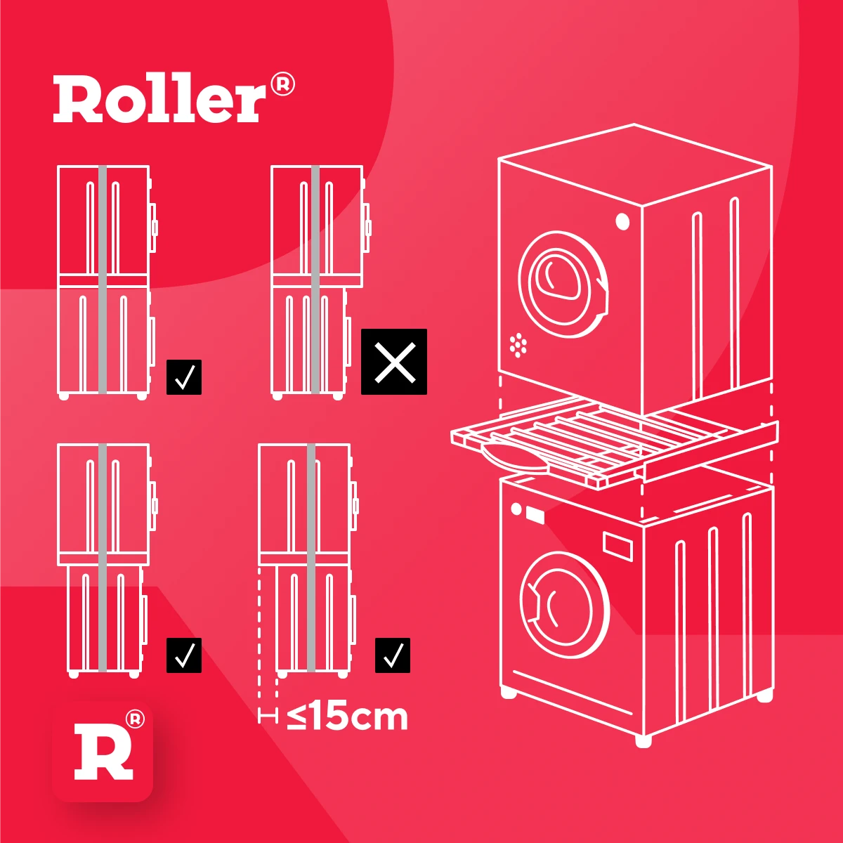 Kit Suprapunere Uscator Roller 00868 | Metalic, Cu Sertar 30 cm