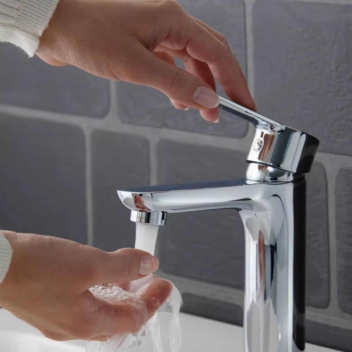 Duravit Baterie lavoar Duravit, A.1 Single lever basin mixer M, monocomanda, marime M, cartus ceramic, set evacuare cu tija, crom