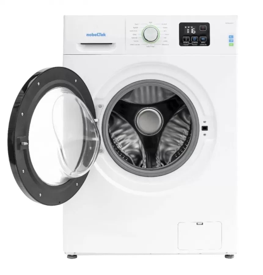 NobeLTek Masina de spalat rufe Nobeltek, 6 kg, 1200 rpm, clasa energetica E, 16 programe, functie curatare tambur, program scurt: 15 min, alb