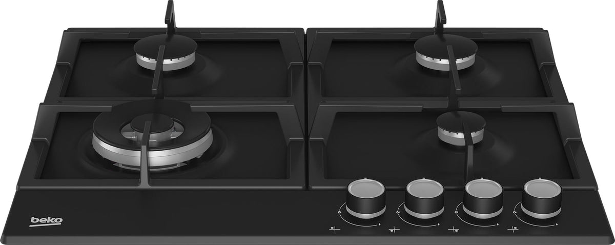 Beko Plita incorporabila Plita incorporabila Beko HIAW64225SB | Gaz, 4 arzatoare, Wok, Gratar fonta, Negru
