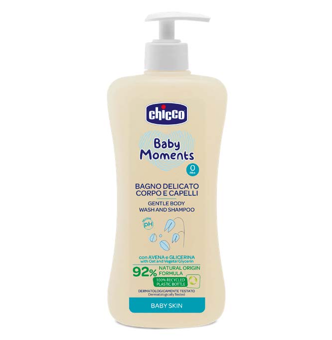 Gel de Dus și Sampon Fara Lacrimi Chicco Baby Moments Baby Skin, 500ml, 0luni+