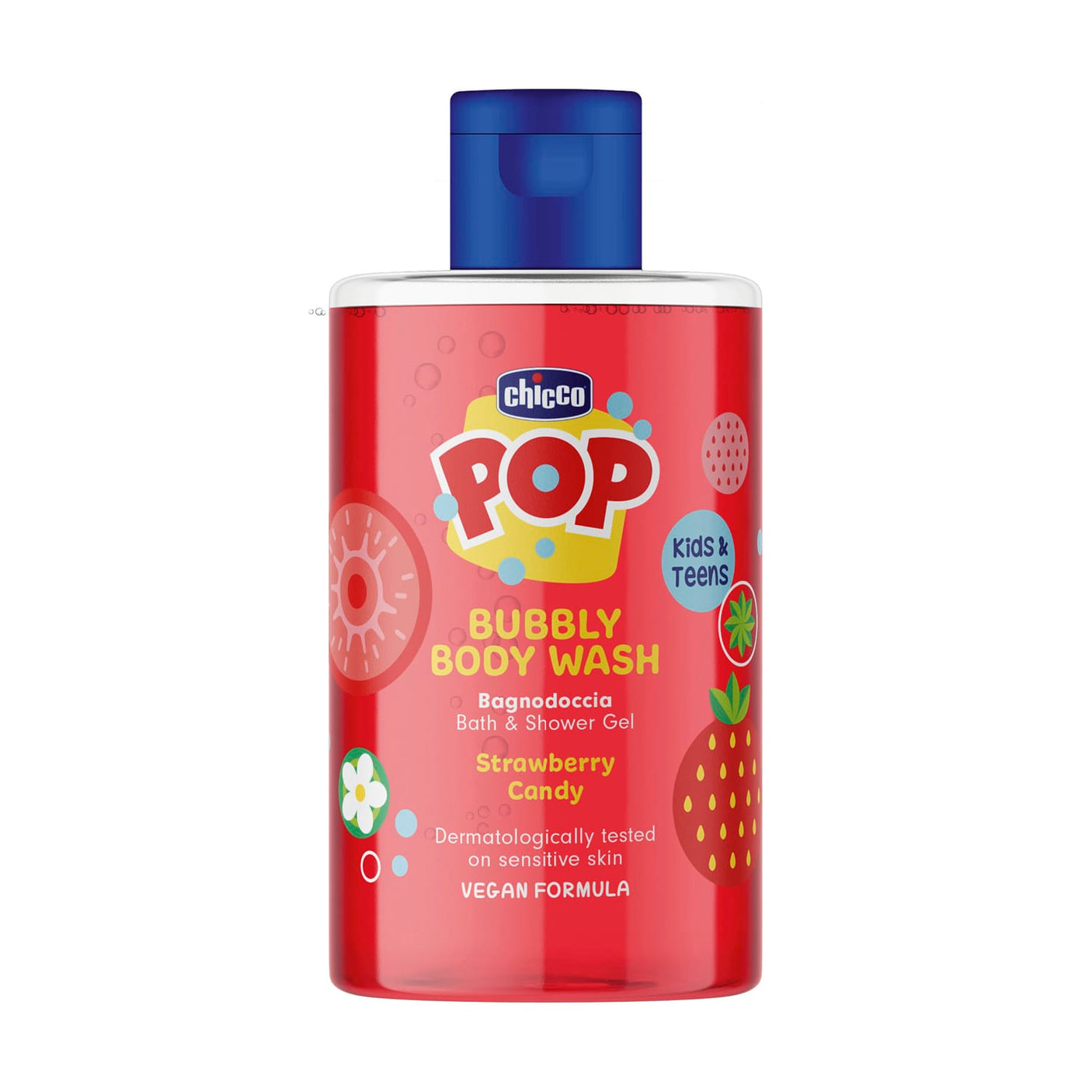 Chicco Îngrijire bebe Gel de Dus Spumant Chicco 12370-9 | 300ml, Aroma Capsuni, Formula Vegana